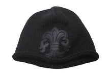 Load image into Gallery viewer, CHROME HEARTS クロムハーツ ニットキャップ ブラック コットン レザー シルバー925 ONE SIZE 2238-304-5500 美品 中古 60882