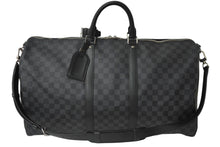 Load image into Gallery viewer, 新品同様 LOUIS VUITTON ルイヴィトン ボストンバッグ キーポルバンドリエール55 ダミエ グラフィット N41413 ブラック シルバー金具 中古 62260