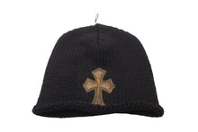 Load image into Gallery viewer, CHROME HEARTS クロムハーツ ビーニー ニットキャップ クロスパッチ カシミア ブラック 牛革 シルバー925 美品 中古 62355