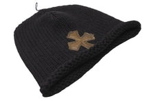 Load image into Gallery viewer, CHROME HEARTS クロムハーツ ビーニー ニットキャップ クロスパッチ カシミア ブラック 牛革 シルバー925 美品 中古 62355