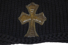 Load image into Gallery viewer, CHROME HEARTS クロムハーツ ビーニー ニットキャップ クロスパッチ カシミア ブラック 牛革 シルバー925 美品 中古 62355