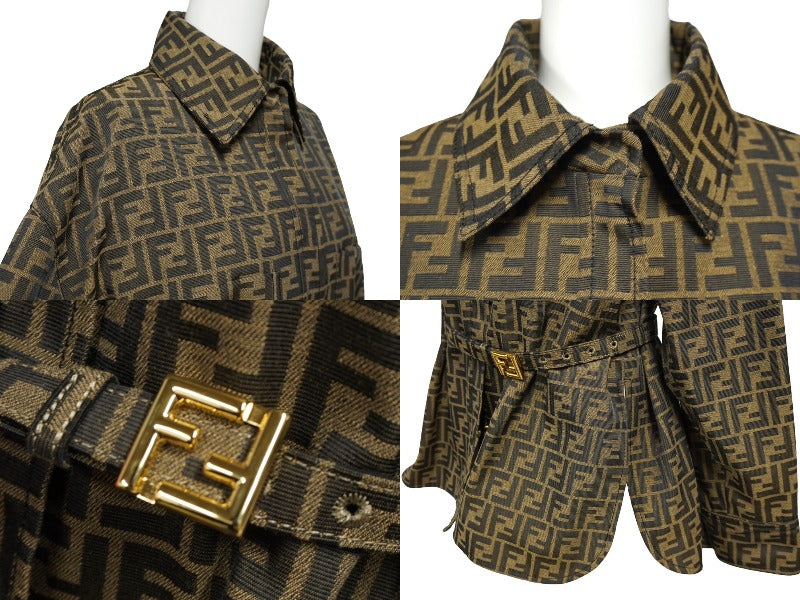 極美品 FENDI フェンディ ズッカ柄 ジャケット シャツ ベルト付き 