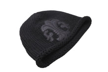 Load image into Gallery viewer, 極美品 CHROME HEARTS クロムハーツ ビーニー ニットキャップ コットン ジャパンタグ付き フレアボタン フレアパッチ ブラック 中古 63555
