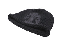 Load image into Gallery viewer, 極美品 CHROME HEARTS クロムハーツ ビーニー ニットキャップ コットン ジャパンタグ付き フレアボタン フレアパッチ ブラック 中古 63555