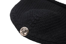 Load image into Gallery viewer, 極美品 CHROME HEARTS クロムハーツ ビーニー ニットキャップ コットン ジャパンタグ付き フレアボタン フレアパッチ ブラック 中古 63555