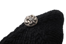 Load image into Gallery viewer, 極美品 CHROME HEARTS クロムハーツ ビーニー ニットキャップ コットン ジャパンタグ付き フレアボタン フレアパッチ ブラック 中古 63555
