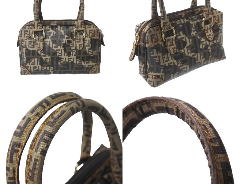 ★らいむ★美品✨フェンディ　ハンドバッグ　ズッキーノ　ブラウン　ロゴ ☆らいむ☆美品✨フェンディ ハンドバッグ ズッキーノ ブラウン