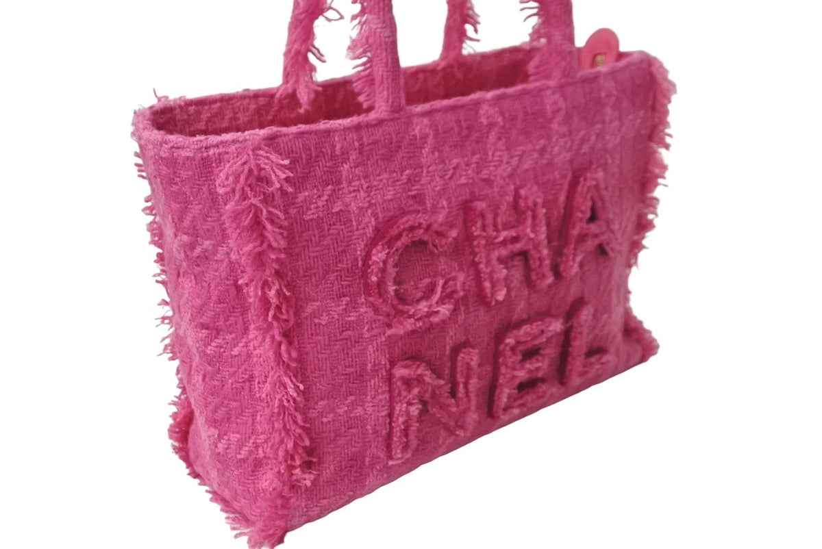 VINTAGE●CHANEL●シャネル ピンク チェーン トートバッグ 極美品 CHANEL シャネル ツイード ロゴ ジップ ショッピング