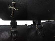 Load image into Gallery viewer, CHROME HEARTS クロムハーツ ラージクロス ボストンバッグ ダガーファスナー レザー ブラック シルバー金具 美品 中古 64342