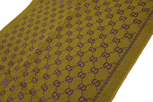 Load image into Gallery viewer, GUCCI グッチ マフラー GGモノグラム 37X180 ウール シルク ポリアミド メタリック ゴールド パープル 美品 中古 64377