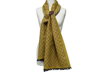 Load image into Gallery viewer, GUCCI グッチ マフラー GGモノグラム 37X180 ウール シルク ポリアミド メタリック ゴールド パープル 美品 中古 64377