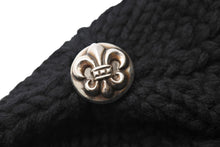 Load image into Gallery viewer, 新品未使用 ChromeHearts クロムハーツ ニットキャップ フローラルパッチ BSフレアボタン カシミヤ シルバー925 ONESIZE 65245