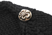 Load image into Gallery viewer, 新品未使用 ChromeHearts クロムハーツ ニットキャップ フローラルパッチ BSフレアボタン カシミヤ シルバー925 ONESIZE 65245