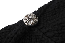 Load image into Gallery viewer, 新品未使用 ChromeHearts クロムハーツ ニットキャップ セメタリークロスパッチ クロスボタン コットン シルバー925 ONESIZE 65246