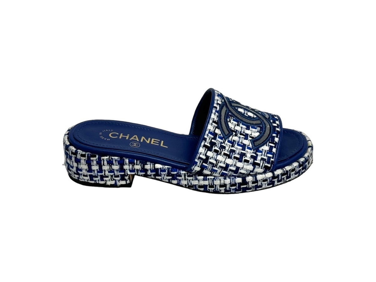 【ツイードが可愛い♡】CHANEL サンダル 厚底♪大人可愛い】CHANEL ツイードサンダル 高ヒール