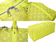 Load image into Gallery viewer, 新品同様 LouisVuitton ルイヴィトン キーポル50 ネオンイエローメッシュ M55380 ナイロン カーフ イエロー シルバー 中古 65696
