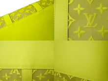 Load image into Gallery viewer, 新品同様 LouisVuitton ルイヴィトン キーポル50 ネオンイエローメッシュ M55380 ナイロン カーフ イエロー シルバー 中古 65696