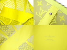 Load image into Gallery viewer, 新品同様 LouisVuitton ルイヴィトン キーポル50 ネオンイエローメッシュ M55380 ナイロン カーフ イエロー シルバー 中古 65696