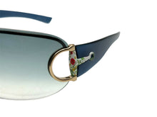 Load image into Gallery viewer, GUCCI グッチ サングラス GG2746/S ホースビット ブルーグラデーション 花柄 73□01 125 ゴールド金具 美品 中古 66085