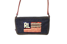 Load image into Gallery viewer, RALPH LAUREN ラルフローレン アクセサリーポーチ ショルダーバッグ スパンコール デニム レッド ブルー 美品 中古 66290