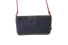 Load image into Gallery viewer, RALPH LAUREN ラルフローレン アクセサリーポーチ ショルダーバッグ スパンコール デニム レッド ブルー 美品 中古 66290