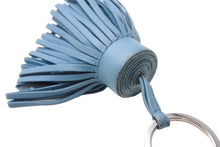 Load image into Gallery viewer, HERMES エルメス カルメン キーホルダー キーチャーム バッグアクセサリー フリンジ ラムスキン ブルージーン 美品 中古 66541