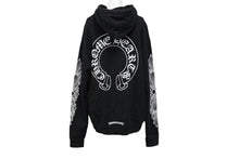 Load image into Gallery viewer, ChromeHearts クロムハーツ パーカー フローラルロゴ U.S.A製 コットン ブラック ホワイト サイズS 美品 中古 66664
