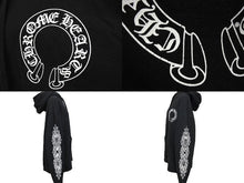 Load image into Gallery viewer, ChromeHearts クロムハーツ パーカー フローラルロゴ U.S.A製 コットン ブラック ホワイト サイズS 美品 中古 66664
