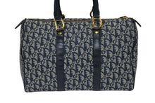 Load image into Gallery viewer, ChristianDior クリスチャンディオール ヴィンテージ トロッター ボストン ハンドバッグ ジャガード ネイビー 美品 中古 66723
