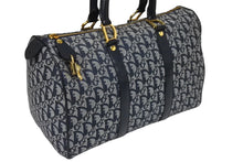 Load image into Gallery viewer, ChristianDior クリスチャンディオール ヴィンテージ トロッター ボストン ハンドバッグ ジャガード ネイビー 美品 中古 66723