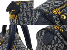 Load image into Gallery viewer, ChristianDior クリスチャンディオール ヴィンテージ トロッター ボストン ハンドバッグ ジャガード ネイビー 美品 中古 66723