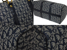 Load image into Gallery viewer, ChristianDior クリスチャンディオール ヴィンテージ トロッター ボストン ハンドバッグ ジャガード ネイビー 美品 中古 66723