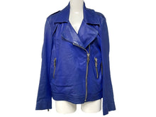 Load image into Gallery viewer, CHROME HEARTS クロムハーツ ダブルライダースジャケット ブルー メンズ 旧型 羊革 サイズS 中古 66875
