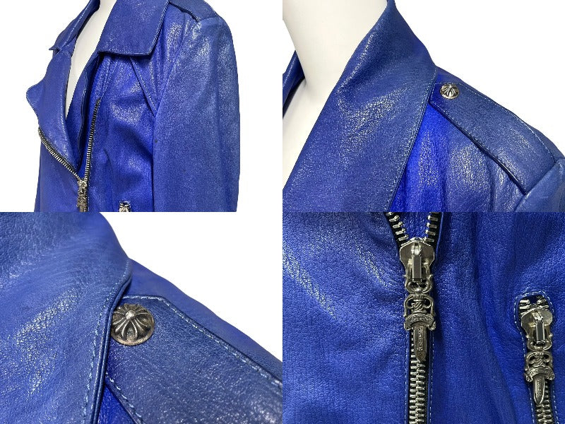 CHROME HEARTS クロムハーツ ダブルライダースジャケット ブルー