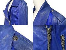 Load image into Gallery viewer, CHROME HEARTS クロムハーツ ダブルライダースジャケット ブルー メンズ 旧型 羊革 サイズS 中古 66875