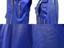 Load image into Gallery viewer, CHROME HEARTS クロムハーツ ダブルライダースジャケット ブルー メンズ 旧型 羊革 サイズS 中古 66875