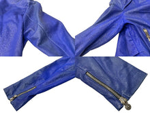 Load image into Gallery viewer, CHROME HEARTS クロムハーツ ダブルライダースジャケット ブルー メンズ 旧型 羊革 サイズS 中古 66875