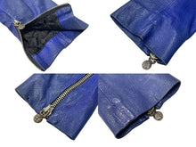 Load image into Gallery viewer, CHROME HEARTS クロムハーツ ダブルライダースジャケット ブルー メンズ 旧型 羊革 サイズS 中古 66875