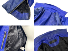 Load image into Gallery viewer, CHROME HEARTS クロムハーツ ダブルライダースジャケット ブルー メンズ 旧型 羊革 サイズS 中古 66875