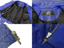 Load image into Gallery viewer, CHROME HEARTS クロムハーツ ダブルライダースジャケット ブルー メンズ 旧型 羊革 サイズS 中古 66875