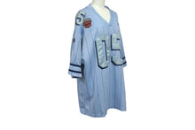 Load image into Gallery viewer, FUBU フブ THE COLLECTION ホッケー半袖Tシャツ 90s Y2K エンブレム 刺繍 サイズL ネイビー ブルー 良品 中古 67065