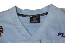 Load image into Gallery viewer, FUBU フブ THE COLLECTION ホッケー半袖Tシャツ 90s Y2K エンブレム 刺繍 サイズL ネイビー ブルー 良品 中古 67065