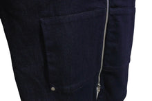 Load image into Gallery viewer, CHROME HEARTS クロムハーツ デニムジャケット サイズM ダガージップ クロスレザーパッチ ノーカラー インディゴブルー 美品 中古 67075