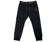 Load image into Gallery viewer, CHROME HEARTS クロムハーツ スウェットパンツ レザークロスパッチ シルバ−925 レザー コットン ブラック 美品 中古 67081