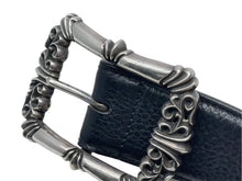 Load image into Gallery viewer, ChromeHearts クロムハーツ フィリグリーOTJ1.5 ベルト レザー シルバー925 ブラック サイズ36 美品 中古 67094