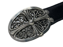 Load image into Gallery viewer, CHROME HEARTS クロムハーツ OVAL CROSS STRAP 1.5/1.5 クラシック オーバルクロス バックル レザーベルト サイズ38 中古 67120