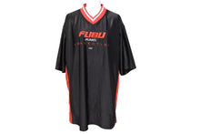 Load image into Gallery viewer, FUBU JEANS COLLECTION フブ ゲームシャツ ヴィンテージ サイズL ポリエステル ブラック ホワイト レッド 良品 中古 67122