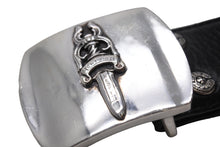 Load image into Gallery viewer, CHROME HEARTS クロムハーツ ダガーバックル 1.5 レザーベルト サイズ34 シルバ−925 レザー ブラック シルバー 美品 中古 67464