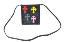 Load image into Gallery viewer, 新品同様品 CHROME HEARTS クロムハーツ レザー スクエアポシェット ショルダーバッグ クロスパッチ マルチカラー ブラック 中古 67487