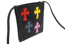Load image into Gallery viewer, 新品同様品 CHROME HEARTS クロムハーツ レザー スクエアポシェット ショルダーバッグ クロスパッチ マルチカラー ブラック 中古 67487